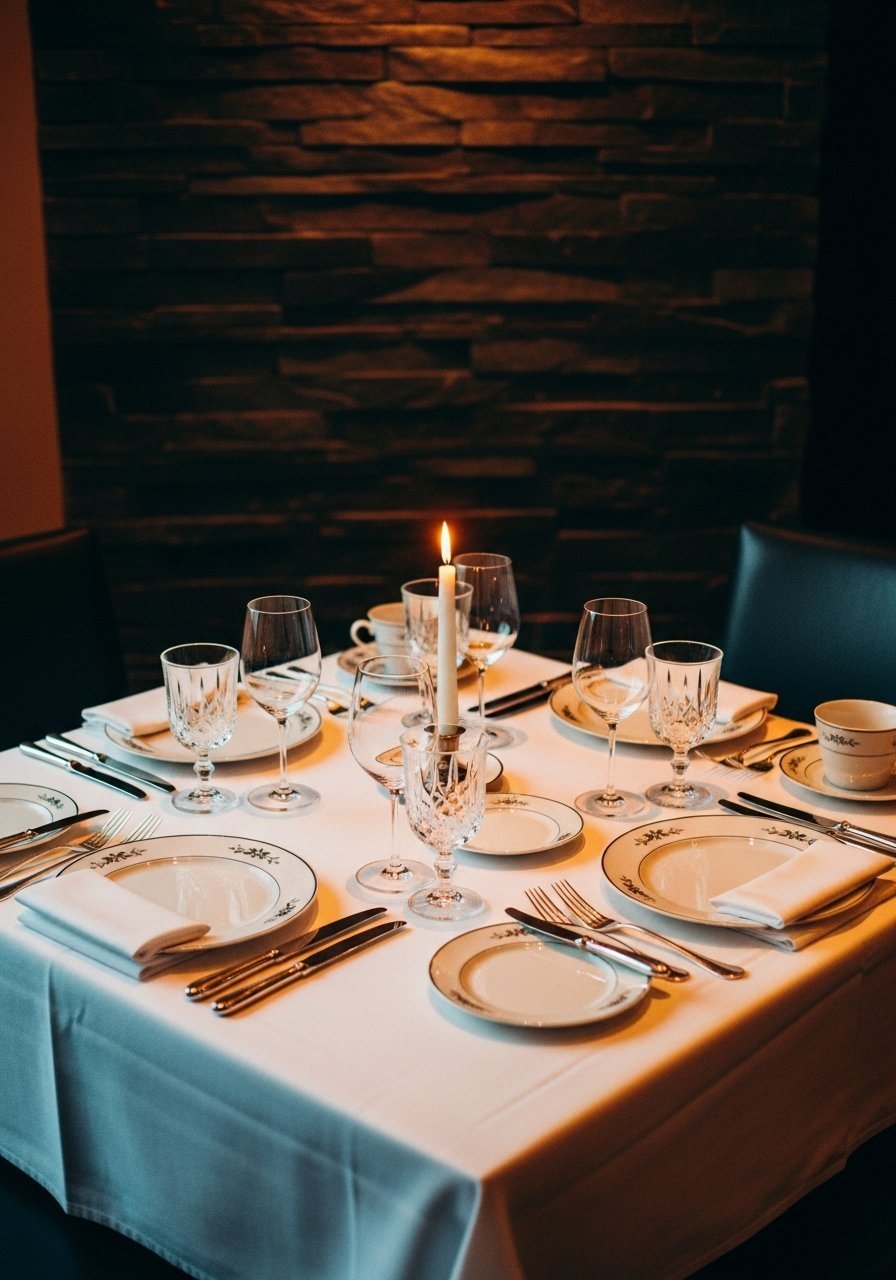 A private table set for dinner inside an Aspen residence