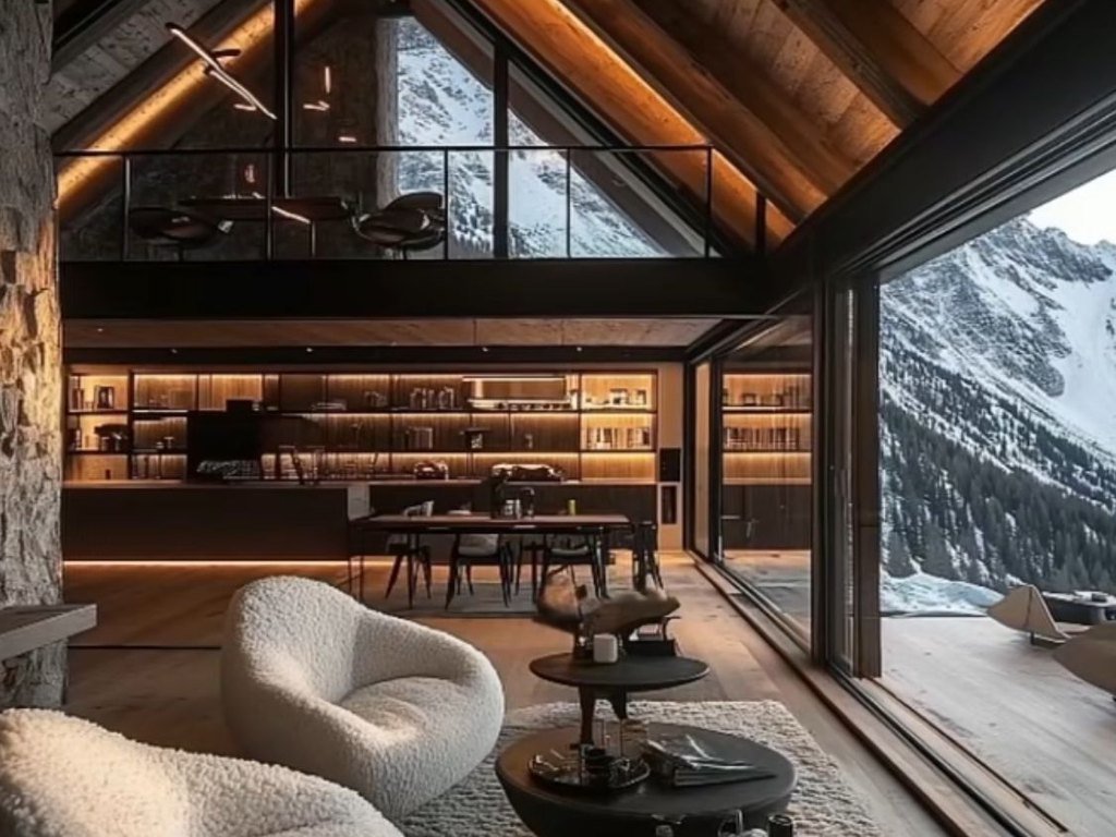 An Aspen residence with fireplace and mountain views