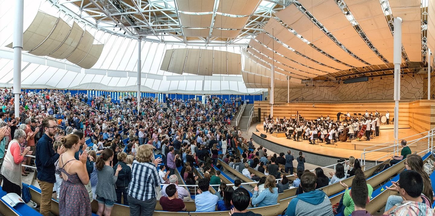 A full house under the Aspen Music Festival tent during a summer concert