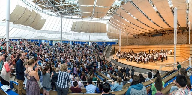 A full house under the Aspen Music Festival tent during a summer concert