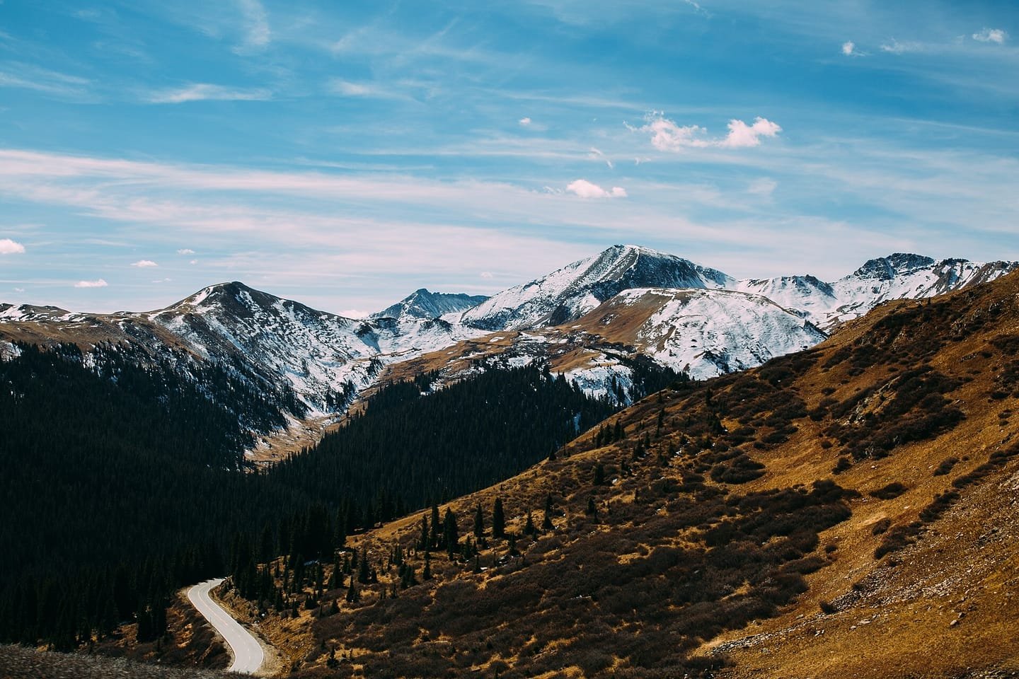 A mountain valley near Aspen under a clear sky